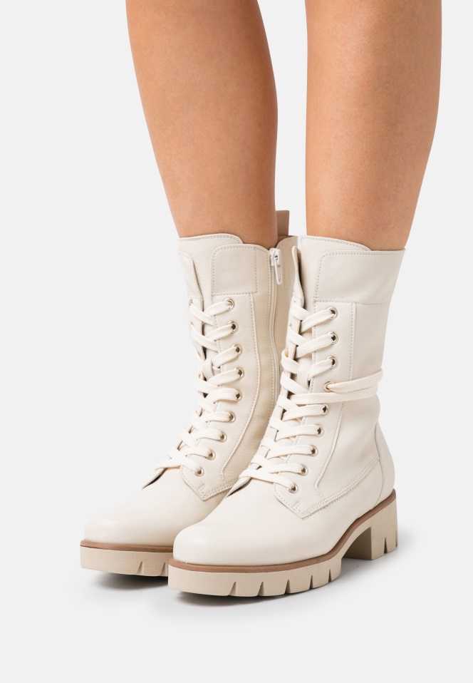 Dark Nude/Beige Gabor Lace-Up Ankle Boots