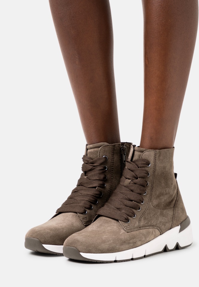 Dark Nude/Beige Gabor Lace-Up Ankle Boots