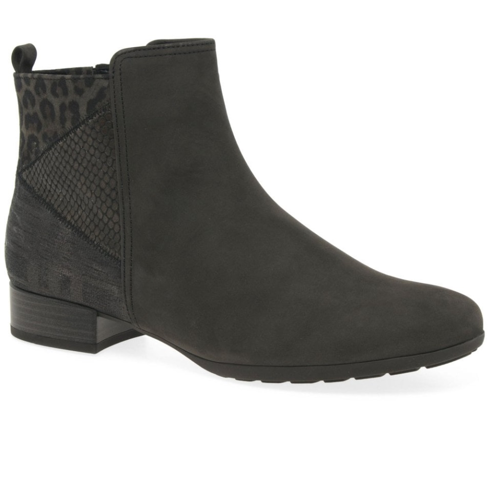Bastia Womens Wide Fitting Ankle Boots Anthracite Nubuck Gabor
