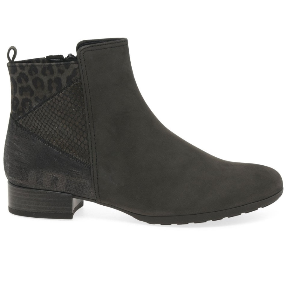 Bastia Womens Wide Fitting Ankle Boots Anthracite Nubuck Gabor
