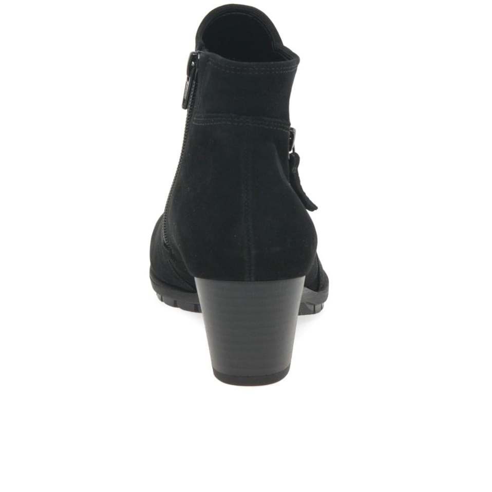 Gabor Black Nubuck Olivetti Womens Zip Fastening Ankle Boots