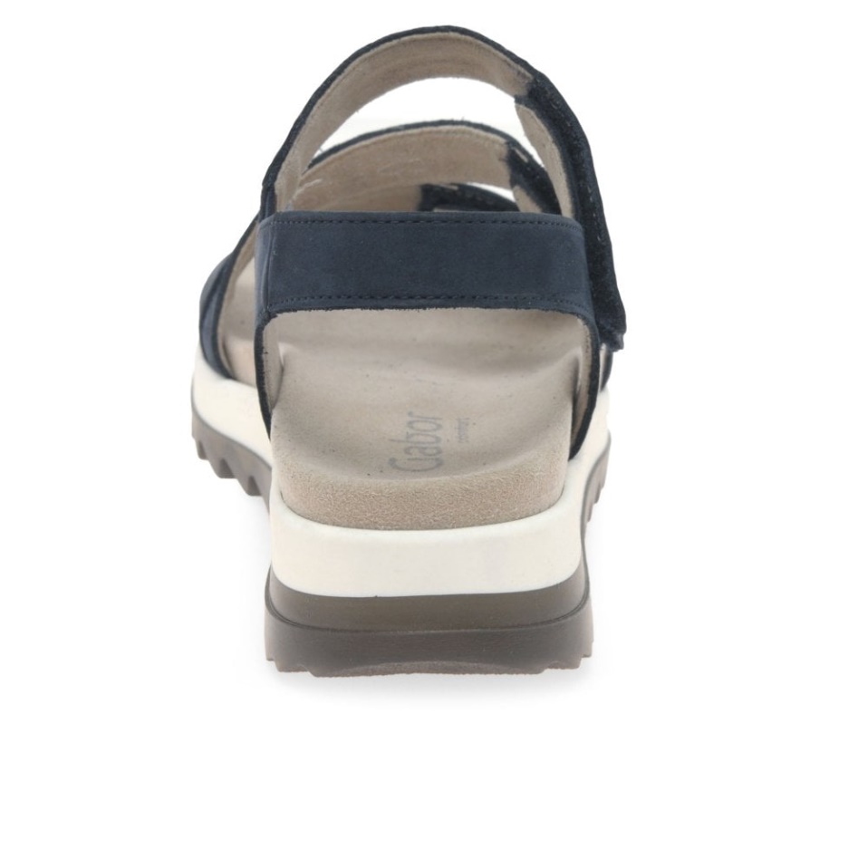 Gabor Blue Nubuck Verity Womens Strappy Low Heeled Sandals
