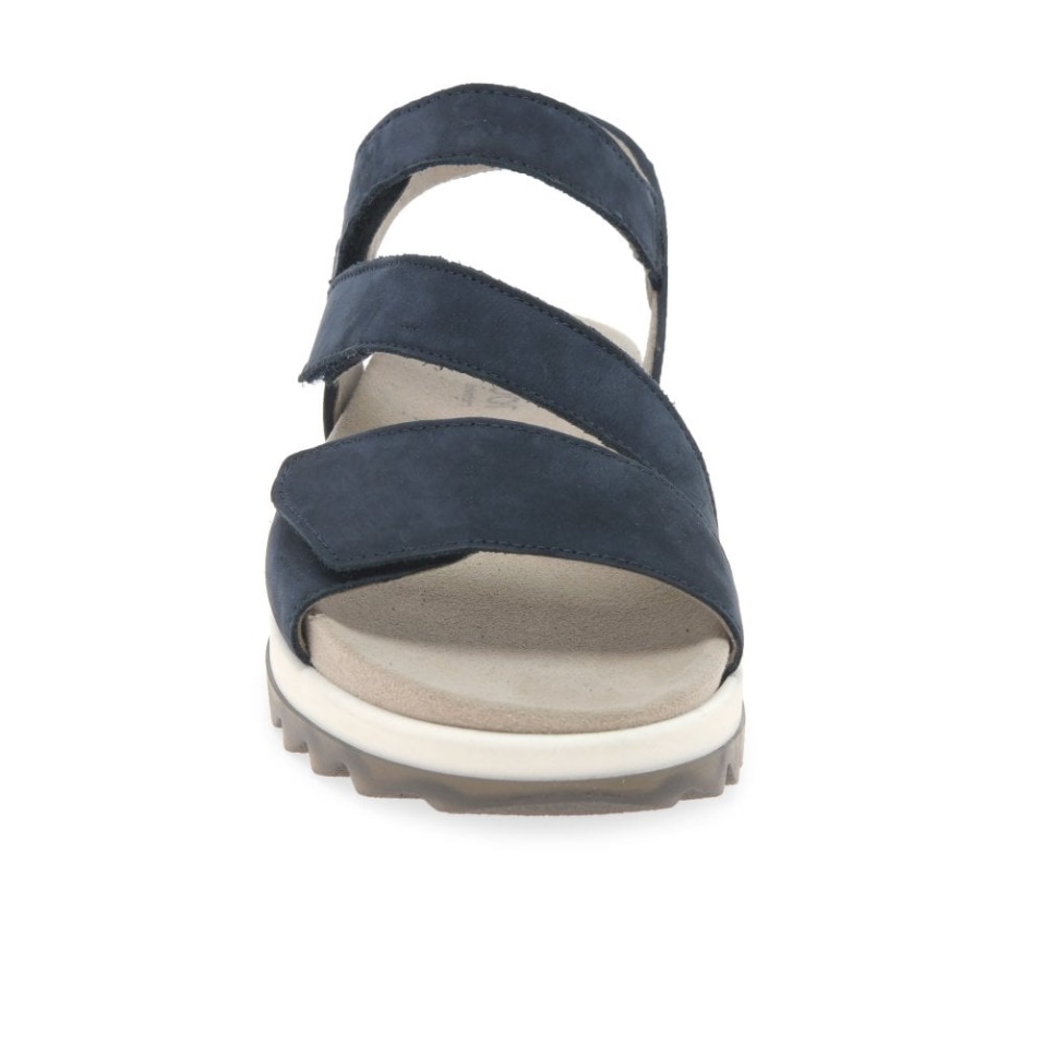 Gabor Blue Nubuck Verity Womens Strappy Low Heeled Sandals