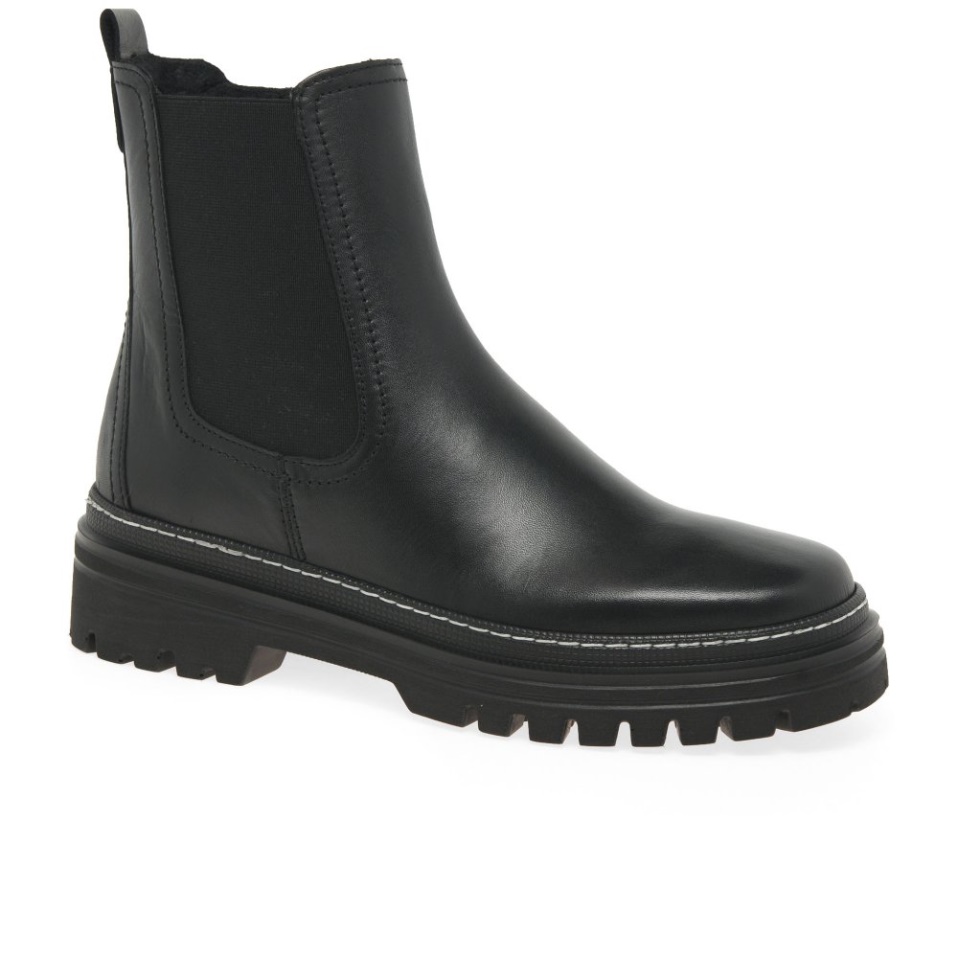 Gabor Gazania Womens Chelsea Boots Black/White Stitch