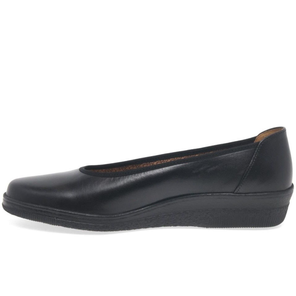 Gabor Piquet Womens Wide Fit Ballerina Pumps Black