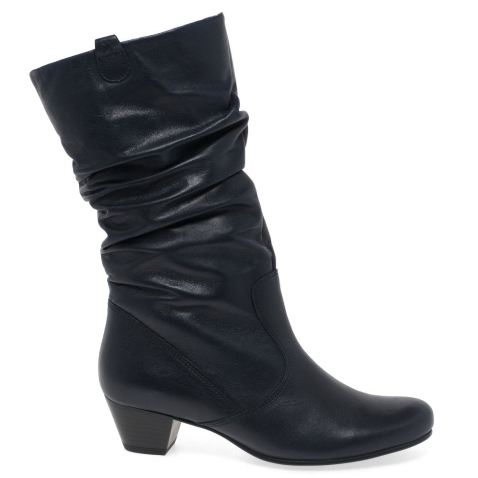Gabor Rachel Leather Wide Fitting Boots Midnight