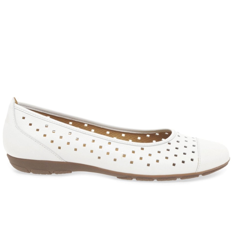 Gabor Ruffle Womens Punched Detail Casual Shoes White