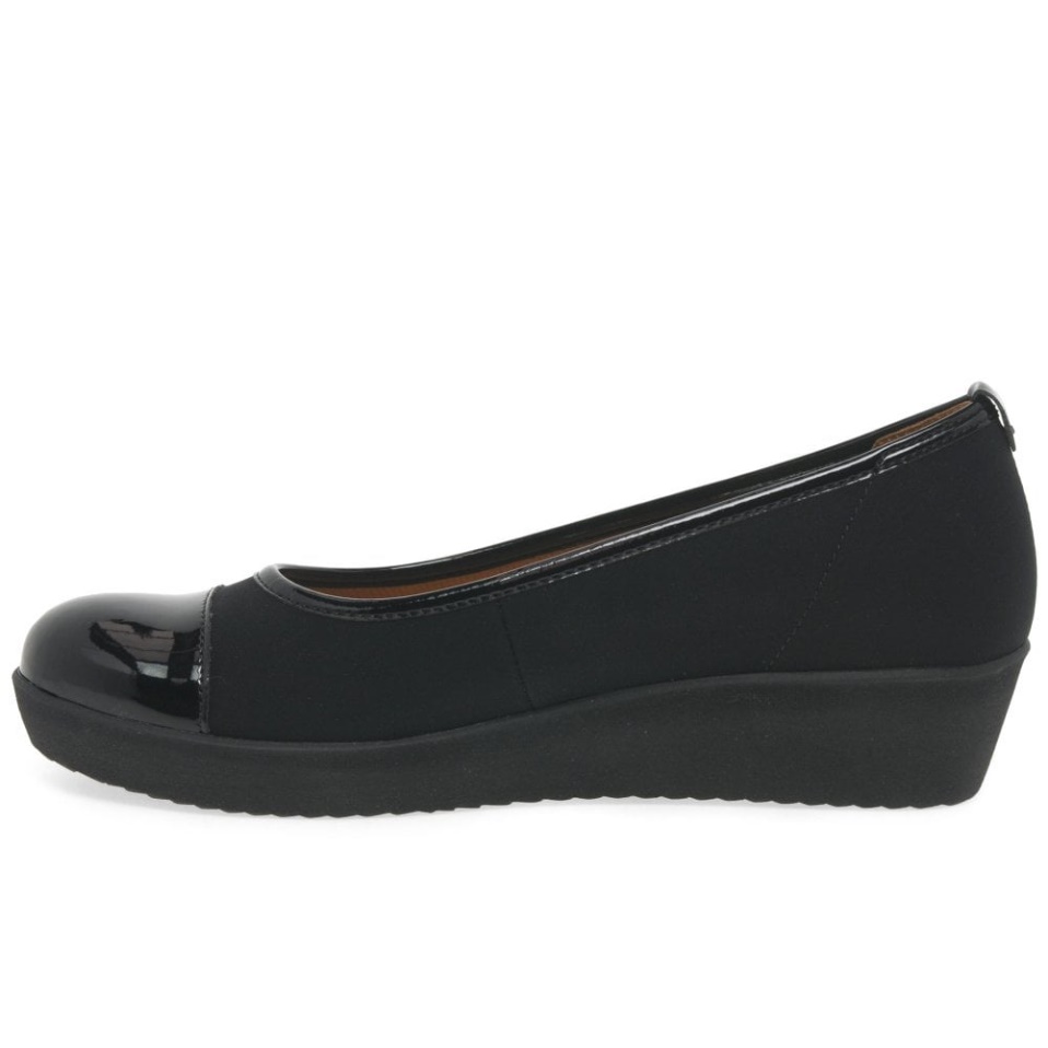 Orient Womens Wide Fit Casual Shoes Gabor Black Elastic/Patent