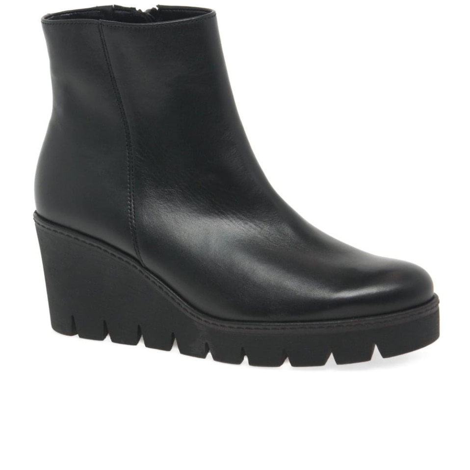 Utopia Womens Chunky Wedge Heel Ankle Boots Gabor Black