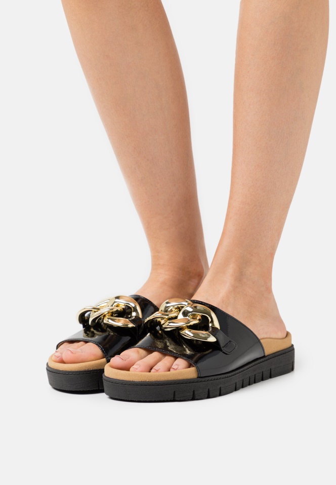 Black Gabor Mules